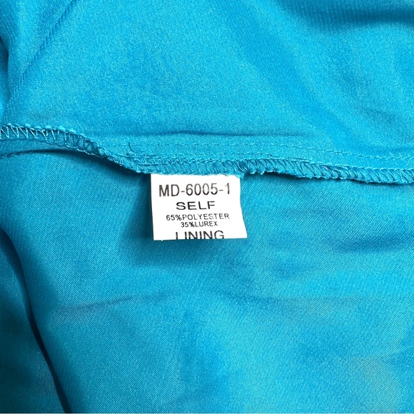 Modcloth Minuet NWT Sleeveless Fit & Flare Mini Dress Gold Lace Blue Satin Sz S - Picture 9 of 14